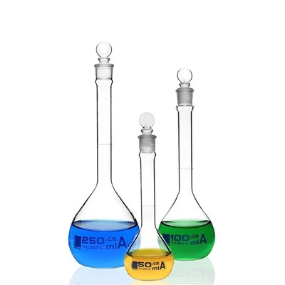 実験室 3.3 ボロ 100 ミリリットル 250 ミリリットル 500 ミリリットルクラス A ガラスメスフラスコプラスチックキャップ付き